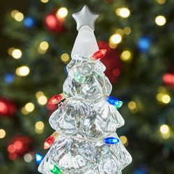Lighted Swirl Christmas Tree Tabletop Accent Clear