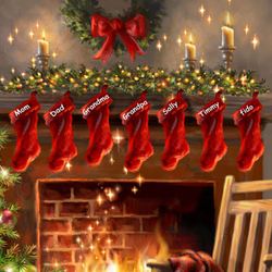 Cozy Christmas Lighted Wall Art Print Red