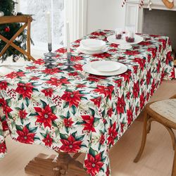 Poinsettia Oblong Tablecloth Red