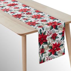 Poinsettia Table Runner Red 14 x 72