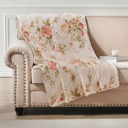 Graceful Blooms Throw Blanket Natural 50 x 60