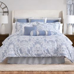 Floral Damask Comforter Set Celestial Blue