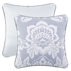 Floral Damask Reversible Pillow Celestial Blue 18 Square