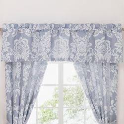 Floral Damask Tailored Valance Celestial Blue 80 x 17