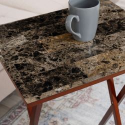 Taylor Folding Tray Tables and Stand Brown Set of Five