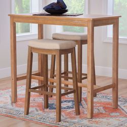 Vera Bar Height Pub Table and Stools Set Beige