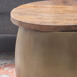 Vale Large Drum Side Table Gold