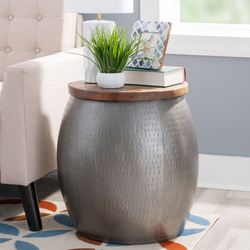 Vale Small Drum Side Table Pewter
