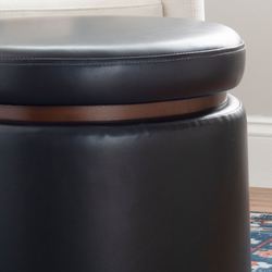 Neo Round Storage Ottoman Black
