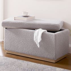 Mya Rectangle Storage Bench Gray