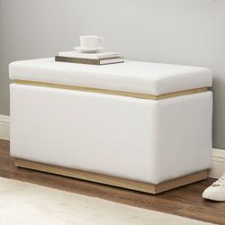 Eli Rectangle Storage Bench Off White