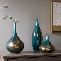 Eudora Glass Vases Sapphire Set of Three