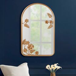 Adaline Arched Floral Wall Mirror Gold