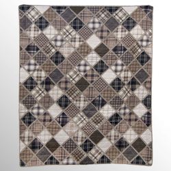 Driftwood Patchwork Throw Blanket Multi Warm 50 x 60