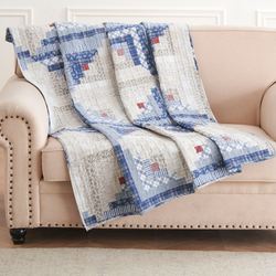Cottage Cabin Throw Blanket Blue 50 x 60