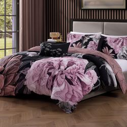 Midnight Meadows Comforter Bed Set Black