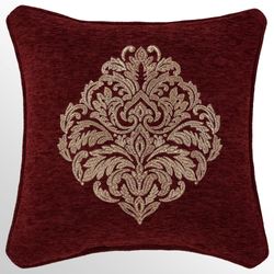 Laurenza Embroidered Pillow Crimson 18 Square