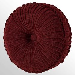 Laurenza Pleated Tufted Pillow Crimson Round