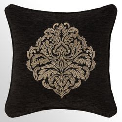 Laurenza II Embroidered Pillow Black 18 Square