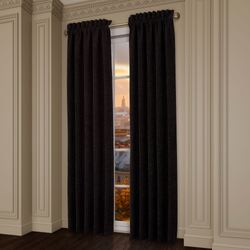 Laurenza II Wide Tailored Curtain Pair Black