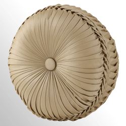 Sondra Gold Pleated Tufted Pillow Round