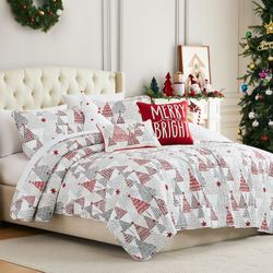 Merry and Bright Quilt Bed Set White