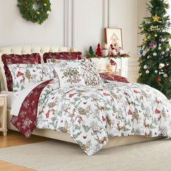White Christmas Comforter Bed Set