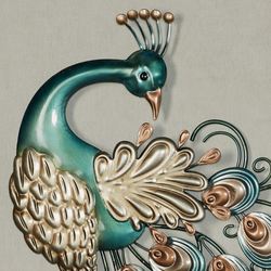 Pretty Peacock Wall Art Multi Metallic