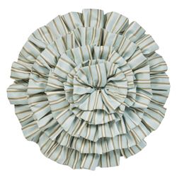 Floral Cottage Ruffled Pillow Pale Blue Round