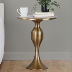Ashland Round Accent Table Golden Bronze