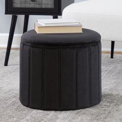 Lindsey Storage Ottoman Black