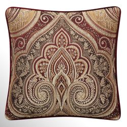 Calistoga Jacquard Piped Pillow Crimson 20 Square