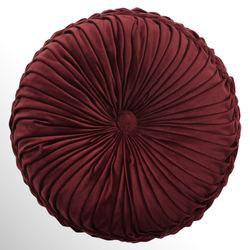 Calistoga Pleated Tufted Pillow Crimson Round