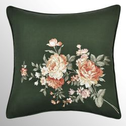 Brittany Embroidered Pillow Green 18 Square