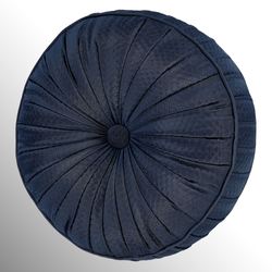 Excelsior II Pleated Tufted Pillow Blue Round