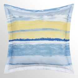 Seashore Flanged Pillow Blue 18 Square
