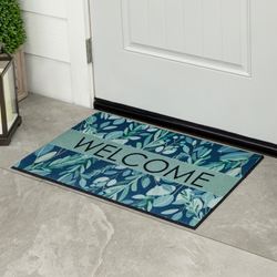 Peaceful Eucalyptus Welcome Doormat Green 30 x 18