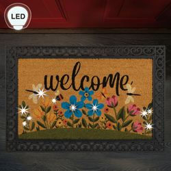 Flower LED Welcome Doormat Multi Earth