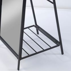 Floor Mirror with Ladder Back Black
