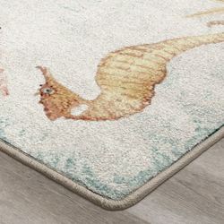 Seashell Swirl Rectangle Rug Aqua Mist