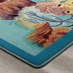 Coral Garden Rectangle Rug Turquoise