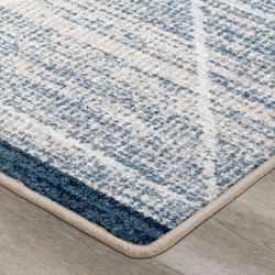 Cross Tie Rectangle Rug Blue