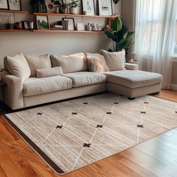 Cross Tie Rectangle Rug Brown