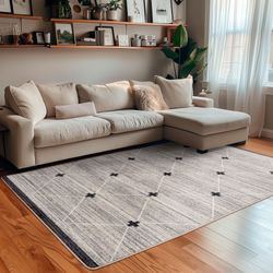 Cross Tie Rectangle Rug Charcoal