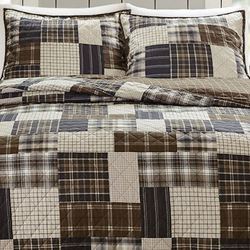 Timber Plaid Mini Quilt Set Black Brown