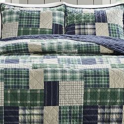 Timber Plaid Mini Quilt Set Green/Navy