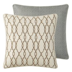 Brosna Reversible Embroidered Pillow Ivory 20 Square