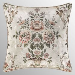 Pecora Woven Floral Pillow Coral 20 Square