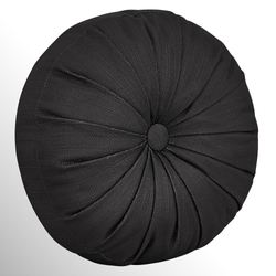 Messina Pleated Tufted Pillow Black Round