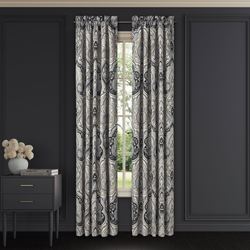 Messina Wide Tailored Curtain Pair Black 100 x 84